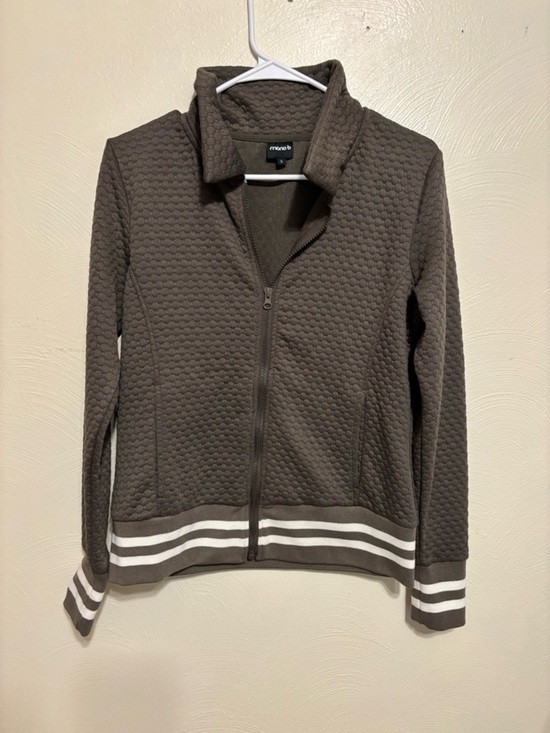 Mono B Jackets & Blazers - Mono B Textured Zip Up Jacket Brown Athleisure Small